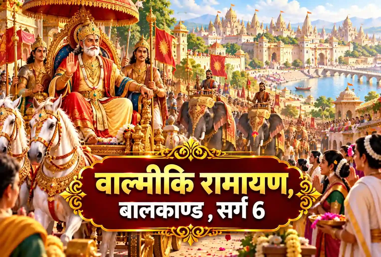 वाल्मीकि रामायण, बालकाण्ड , सर्ग 6 : राजा दशरथ के शासनकाल में अयोध्या और वहाँ के नागरिकों की उत्तम स्थिति का वर्णन